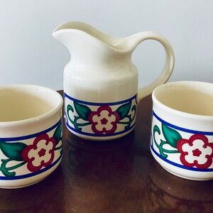 Vintage Pfaltzgraff Arbor Vine China set creamer and two mugs, Pfaltzgraff china
